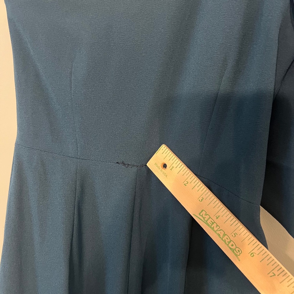 Dress the Population Georgina Gown Women S Peacock Blue Bow Front Slit Dress - Picture 6 of 12